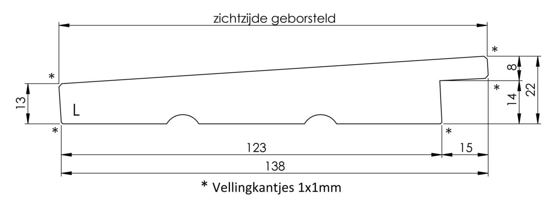 vure noir zw rabat model l geborsteld 25x150x4800