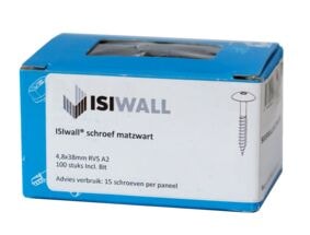Isiwall snelmontageschroef lage bolkop torx t20 RAL 9005 doos per 100st 4,8x38mm