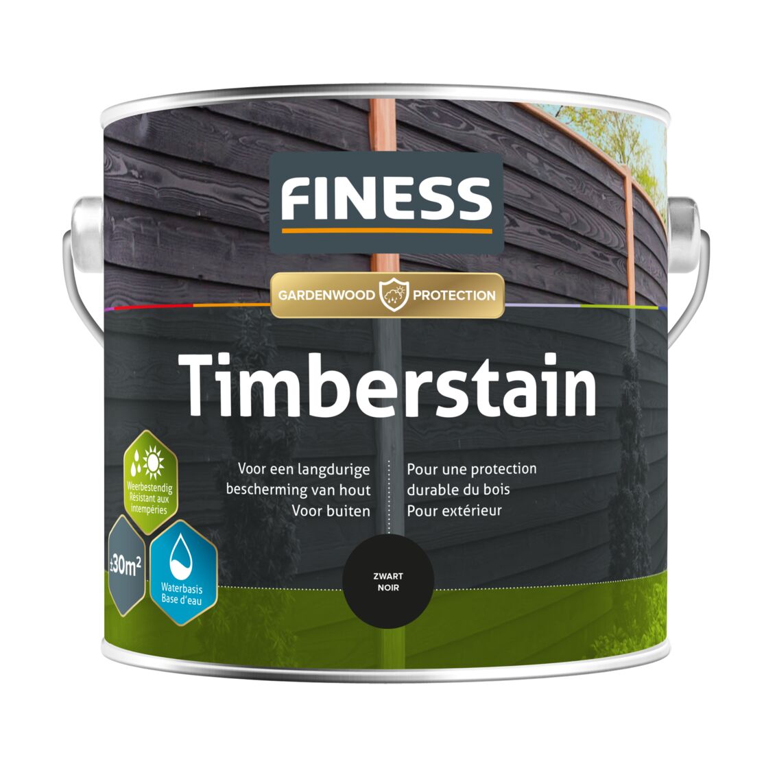 finess timberstain houtbeits zwart 2,5ltr